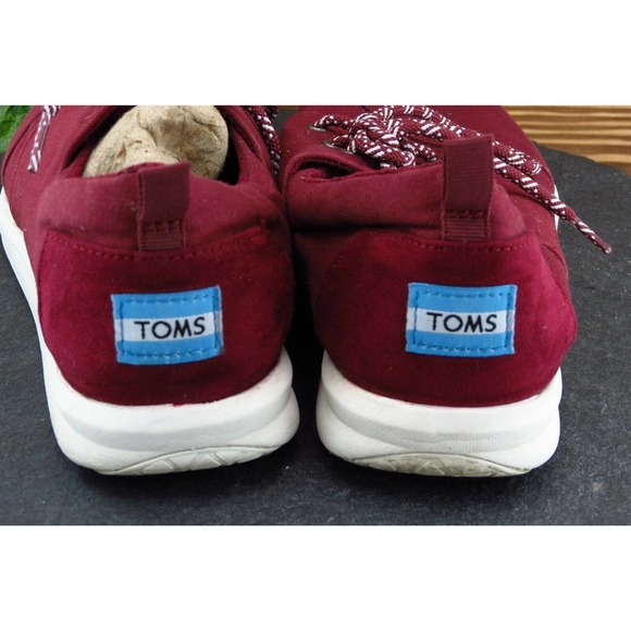 Toms Women Sz 11 M Burgundy Lace Up Running Fabric Shoe - Picture 5 of 7